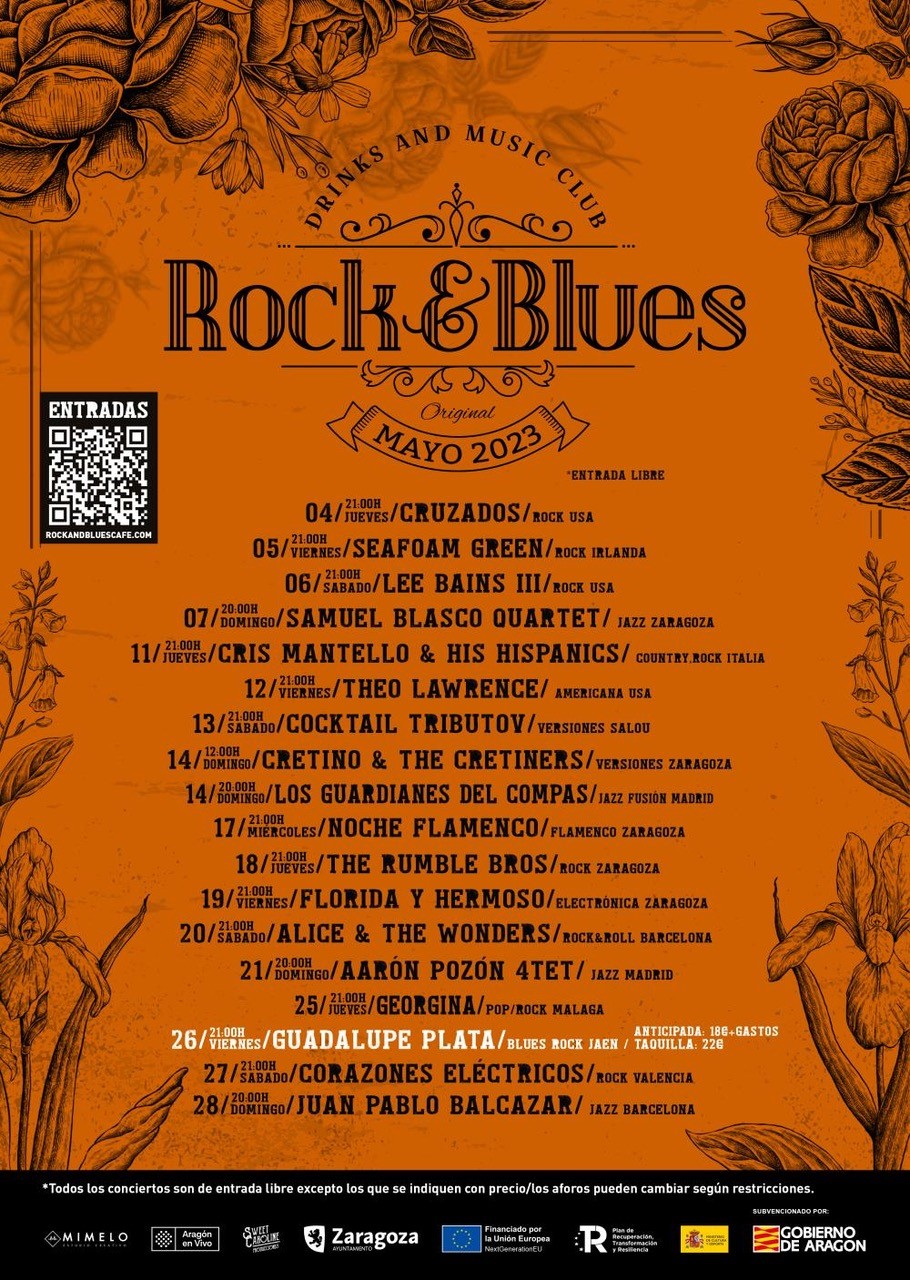 Ya tenemos la agenda de mayo del Rock & Blues Café (ZGZ)