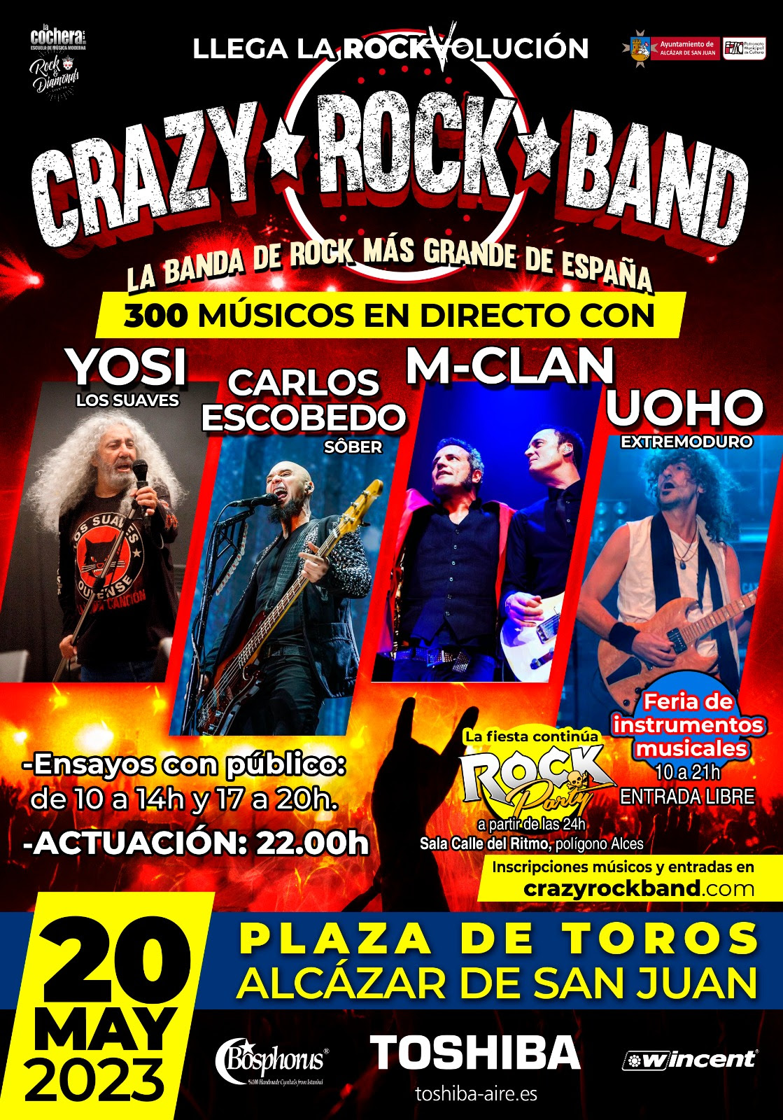 CRAZY ROCK BAND 20 DE MAYO – ¡Llega la RockVolución! Los Suaves,Sôber,MClan,Extremoduro,…con 300 músicos a la vez
