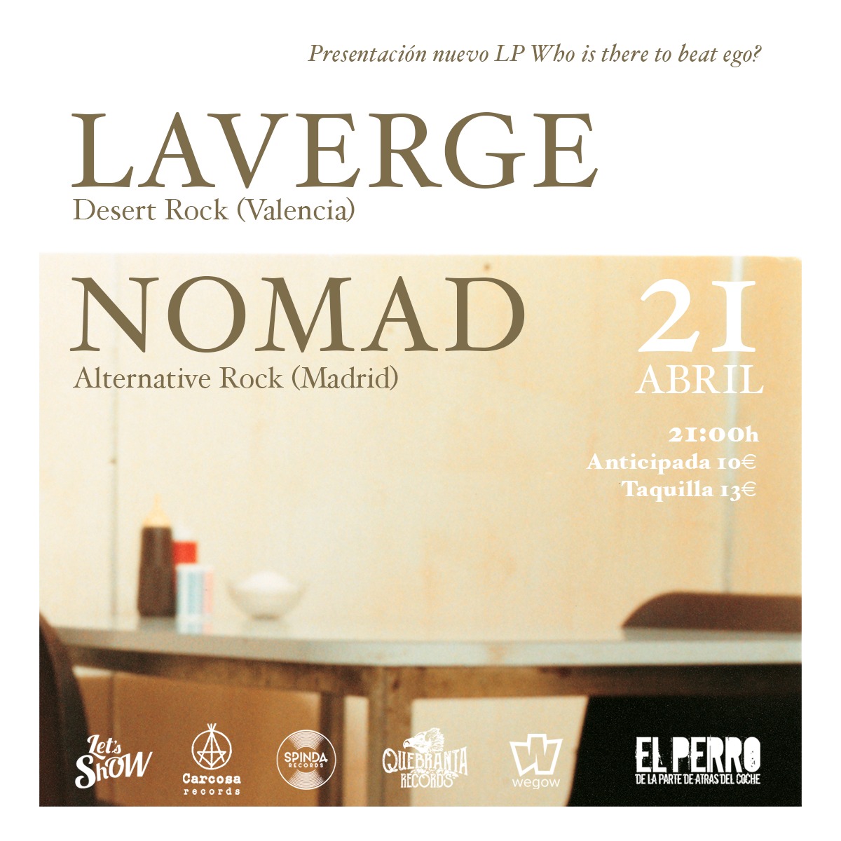 NOMAD + LAVERGE en la sala El Perro el viernes 21 abril