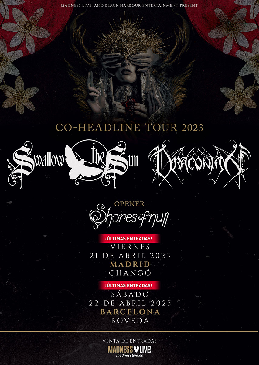 Los amantes del doom metal están de enhorabuena con la llegada a España en abril del doble programa con Swallow the sun y Draconian