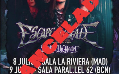 ESCAPE THE FATE: cancelación de sus conciertos de Madrid y Barcelona